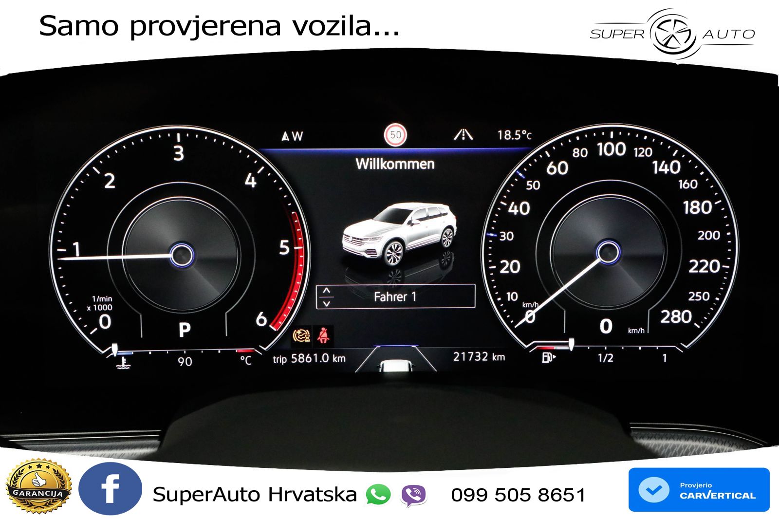 Volkswagen Touareg 3.0 V6 TDI (286 KS) 4MOTION Tiptronic R-Line ZRAČNI+ACC+GR SJED+KAM+PANO