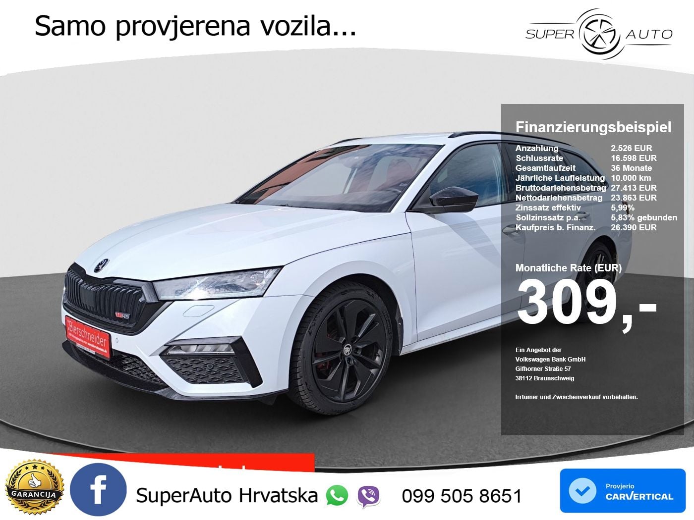 Škoda Octavia Combi RS 2.0 TDI (200 KS) 4x4 DSG LED+GR SJED+ACC