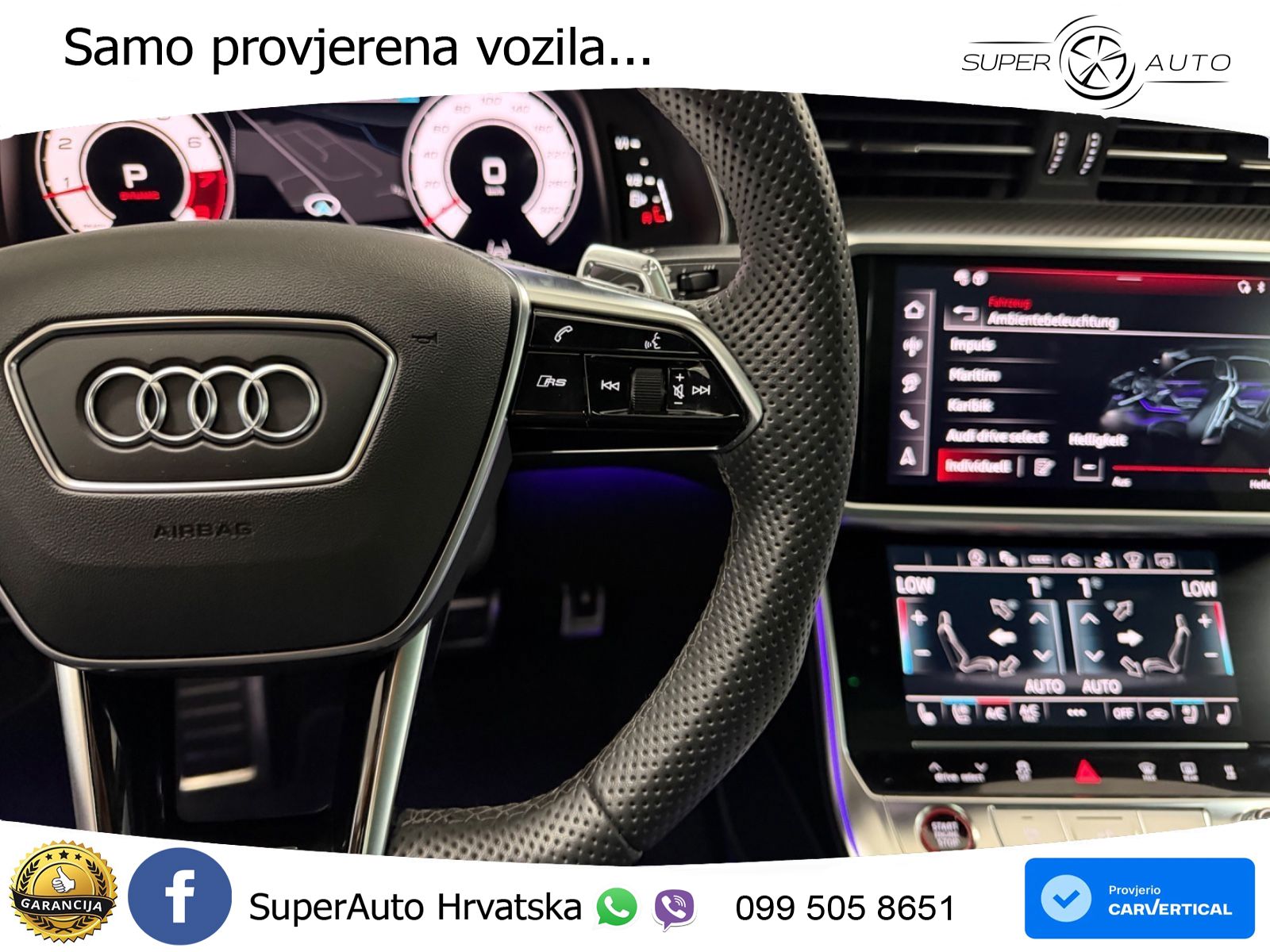 Audi RS7 4.0 TFSI V8 performance (630 KS) quattro tiptronic LED+GR SJED+ACC