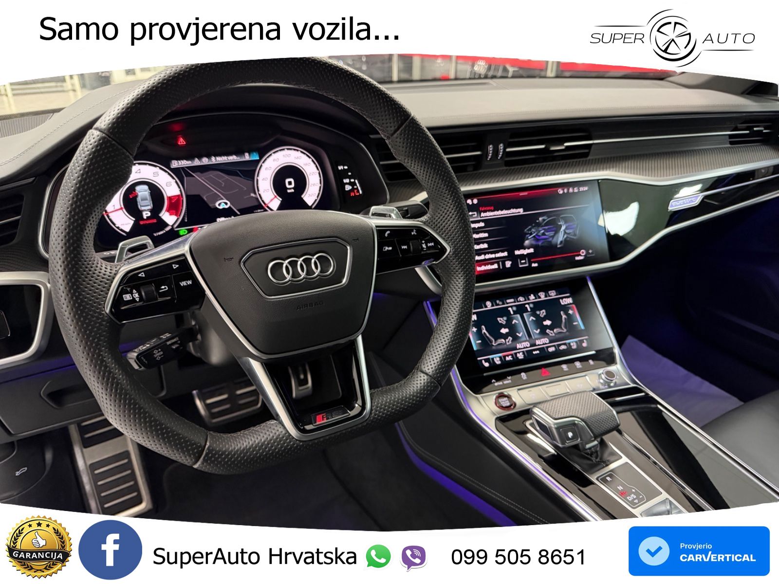Audi RS7 4.0 TFSI V8 performance (630 KS) quattro tiptronic LED+GR SJED+ACC