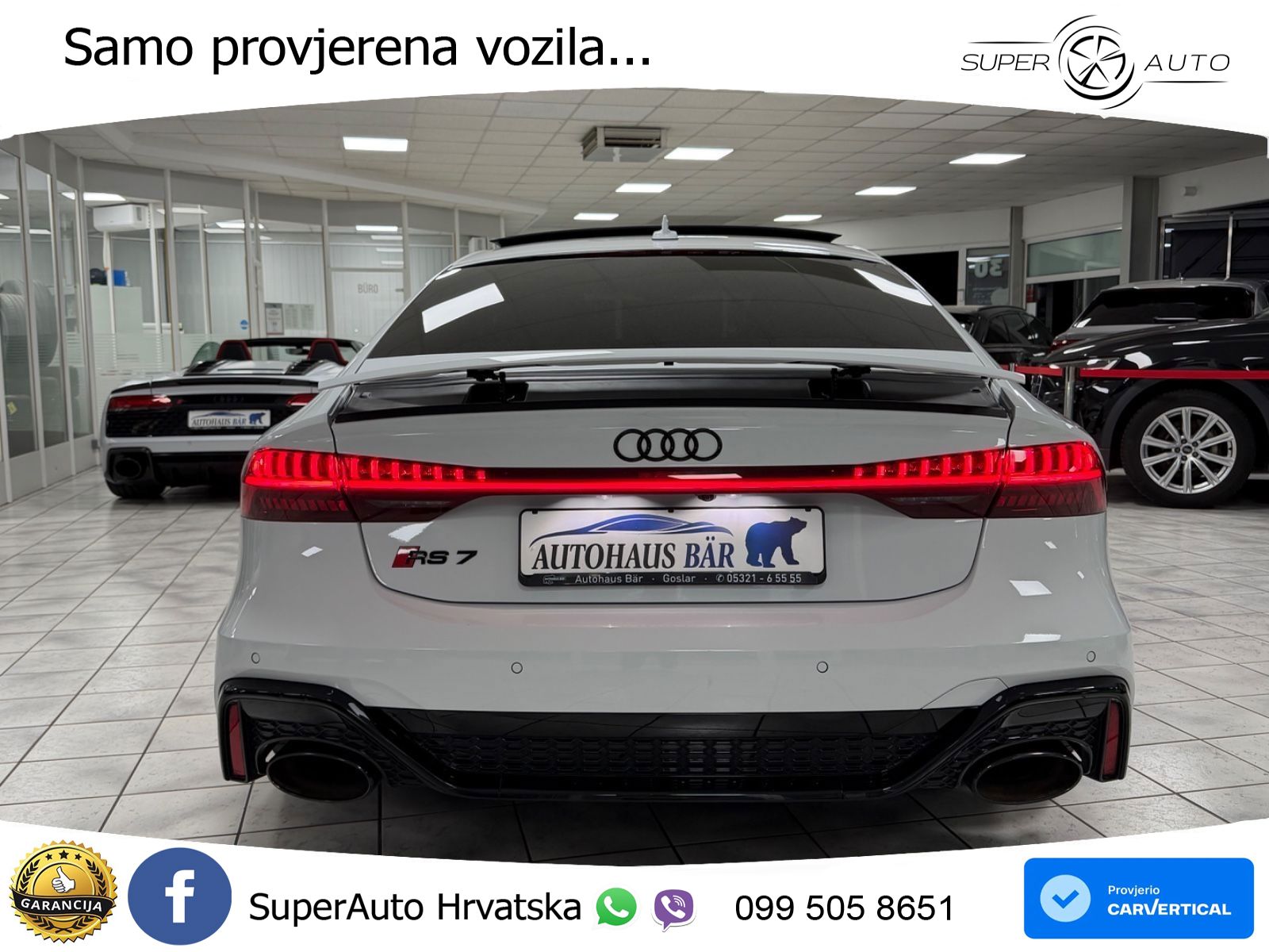 Audi RS7 4.0 TFSI V8 performance (630 KS) quattro tiptronic LED+GR SJED+ACC