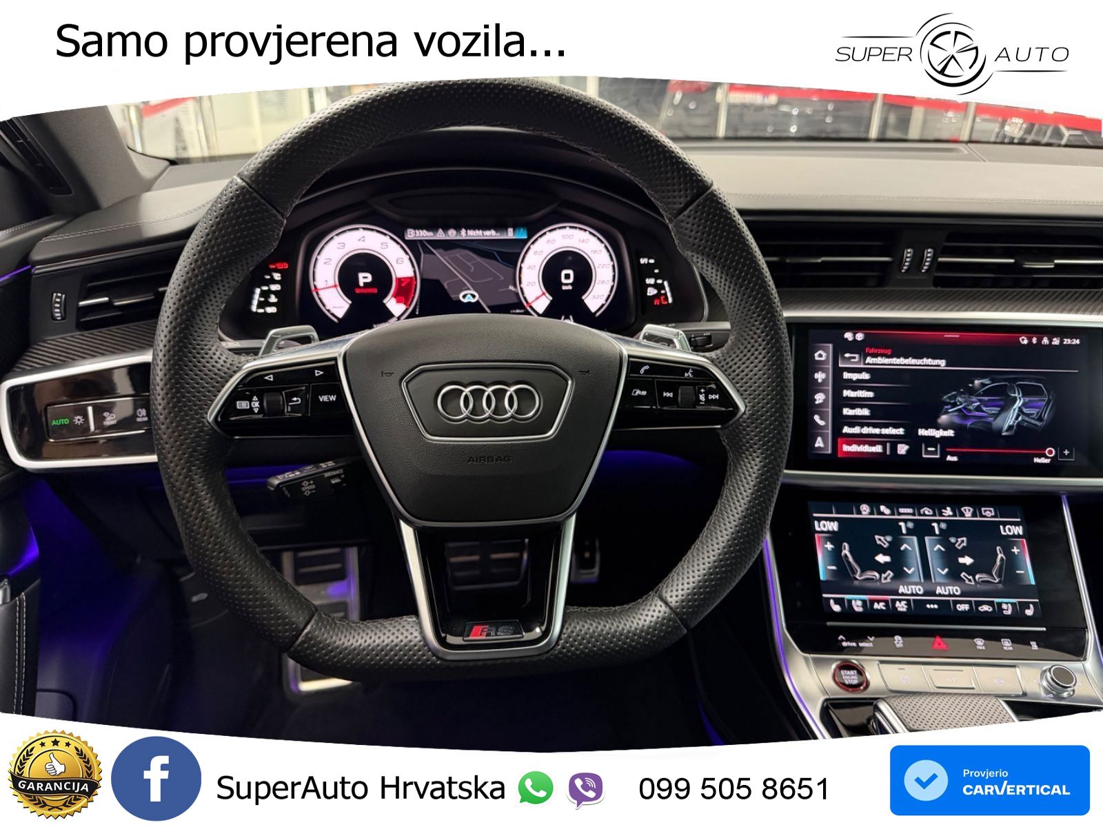 Audi RS7 4.0 TFSI V8 performance (630 KS) quattro tiptronic LED+GR SJED+ACC