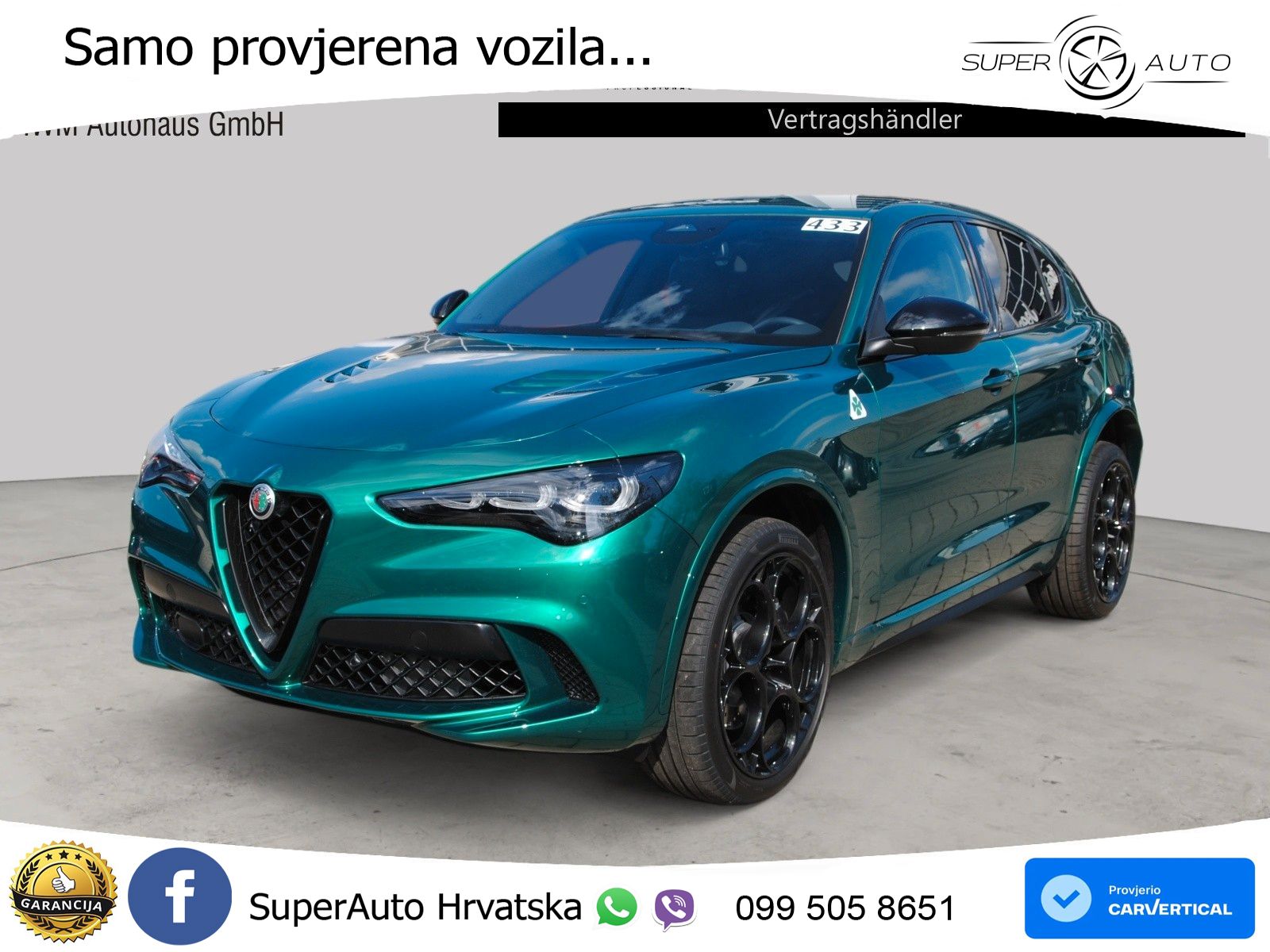 Alfa Romeo Stelvio Quadrifoglio 2.9 V6 Bi-Turbo (520 KS) Q4 Automatic LED+GR SJED+ACC
