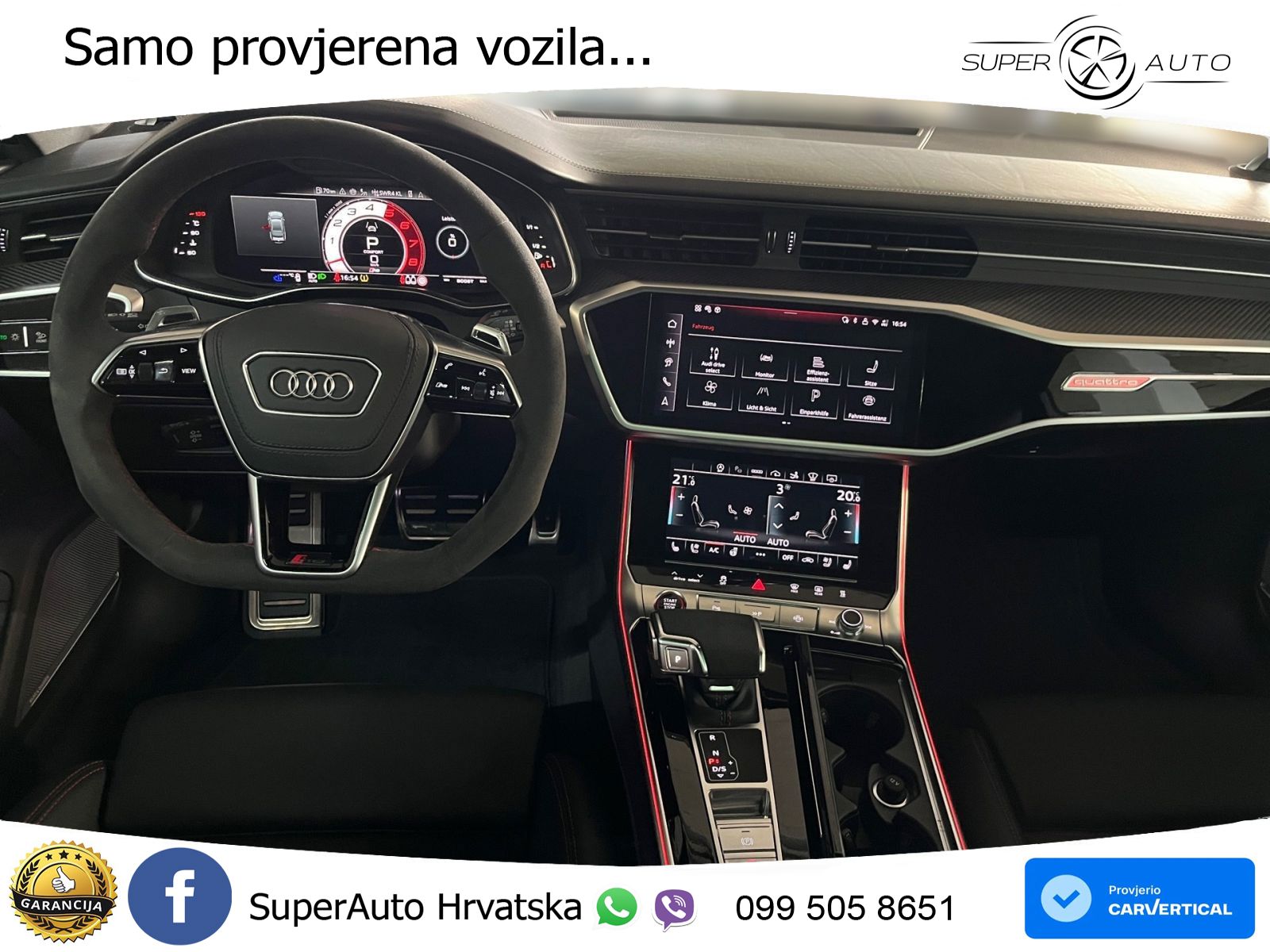 Audi RS7 4.0 TFSI V8 performance (630 KS) quattro tiptronic LED+GR SJED+ACC